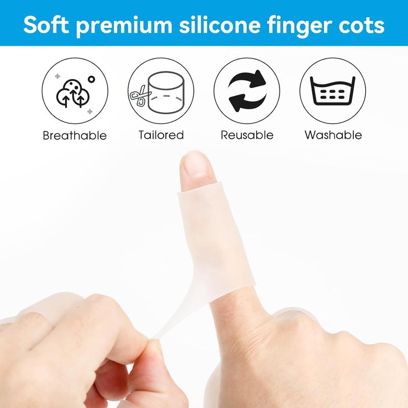salbsever 20 Pcs Finger Sleeves Protectors Silicone Finger Sleeve Gel Finger Sleeve Protectors Finger Covers Cushions and Protects Rubber Finger Shields Provide Relief forCracked Finger - Image 3